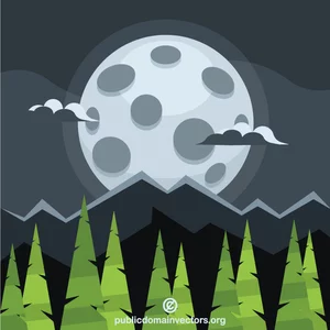 Noapte cu Lună Plină în spatele munților