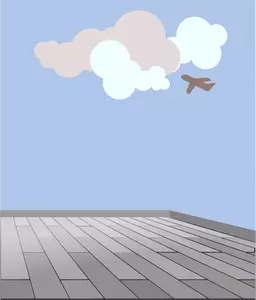 Vector graphics of plane spotting from a rooftop