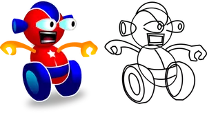 Vektor gambar karakter permainan beroda robot