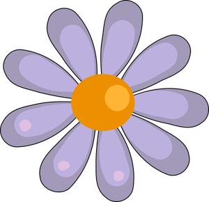 Ilustrasi bunga oranye dan ungu