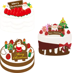 Three Christmas cakes
