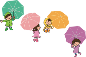 Kinderen met paraplu's afbeelding