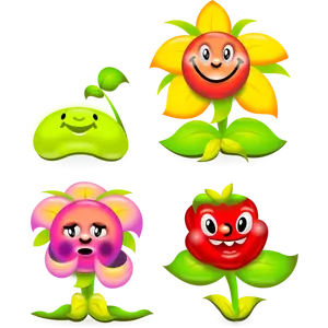 Image clipart vectoriel d'ensemble de fleurs heureux