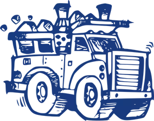 Vector image of old style garbage collection truck