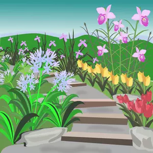 Garden with stairs