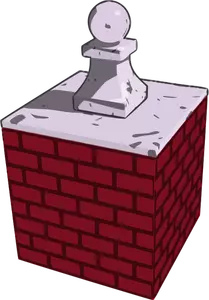 Vector image of marble knob on bricks