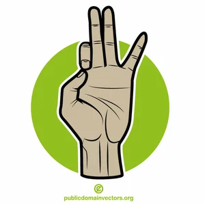 Hand gesture with three fingers