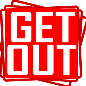 Get out red stamp vector drawing