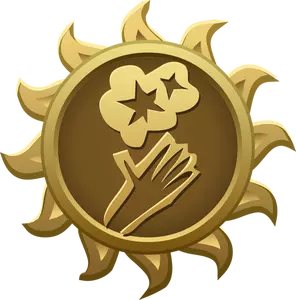 Vektortegning av alph solen formet emblem