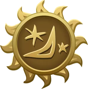 Vector imagem do emblema amigável de sol em forma de lua e estrelas