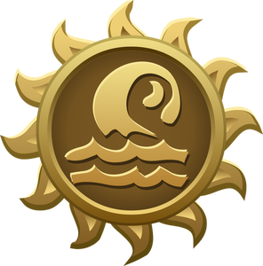 Vector clip art of grendaline sun shaped emblem
