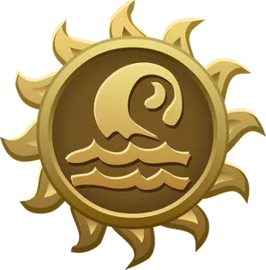 Vector clip art of grendaline sun shaped emblem