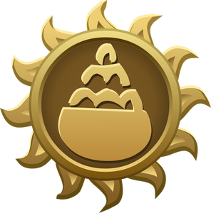 Vector de la imagen del emblema de postre torta con forma de sol