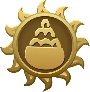 Immagine di vettore del sole torta dolce a forma di emblema