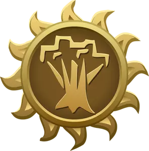 Spriggan sun shaped emblem vector clip art