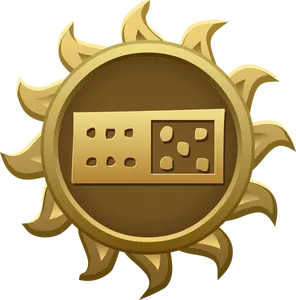 Ilustração em vetor do emblema dourado dominó