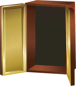Vector image of brown colored cupboard open