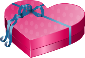 Sevgililer günü pembe hediye kutusu ile mavi kurdele vektör küçük resim