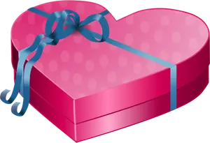Caja de regalo rosa de día de San Valentín con cinta azul prediseñadas de vector