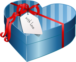 Immagine vettoriale della scatola regalo a forma di cuore blu
