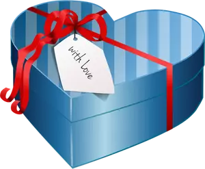 Vector image of blue heart shaped gift box