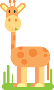 Cartoon giraffe eating grass