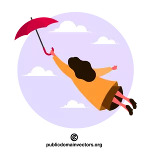 Dziewczyna latająca z parasolem