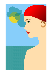 Vector de la imagen de joven con gorra roja