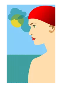 Vector image of young girl with red cap
