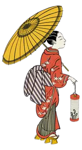 Japanilainen tyttö lyhty vektori kuva