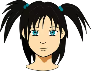 Vektor seni klip anime girl dengan rambut panjang