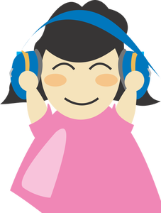Menina com ilustração vetorial de fones de ouvido