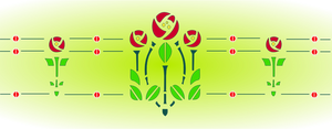 Roses sur une illustration de fond vert