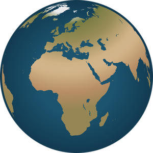 Overzicht vector tekening van wereld geconfronteerd met Europa en Afrika