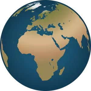 Vetor de esboço de desenho do globo virado para a Europa e África