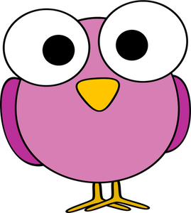 Purple large eyed bird illustration
