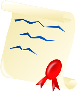 Illustration vectorielle du document de remise des diplômes avec un sceau rouge