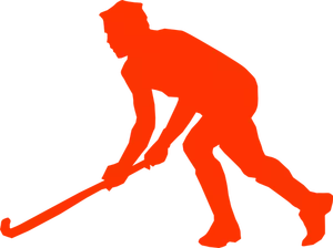 Silhouet vector illustraties van gras hockeyspeler