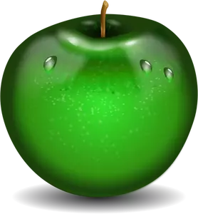 Ilustracja wektorowa fotorealistyczne zielone jabłko mokre