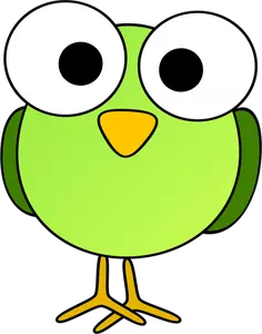 Lys grønn store øyne fuglen grafikk