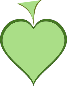 Coeur vert avec illustration de vecteur ligne épaisse vert foncé frontière