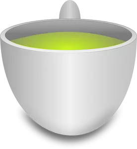 Green tea pot vector drawing