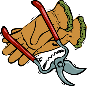 Gloves and cutting scissors vector graphics