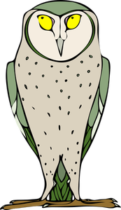 Vector clip art of big grey owl with yellow eyes