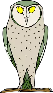 Seni klip vektor Owl abu-abu besar dengan mata kuning