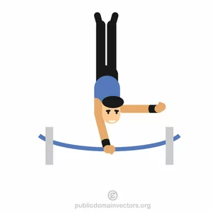 Turner op een gymnastiek hoge staaf
