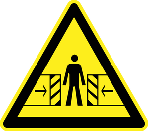 Schuifdeur gevaar waarschuwingsbord vector afbeelding