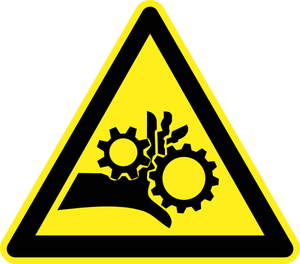 Mechanische crush gevaar waarschuwingsbord vector afbeelding