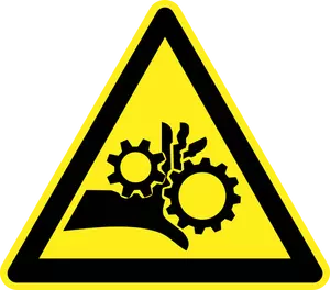 Mechanische crush gevaar waarschuwingsbord vector afbeelding