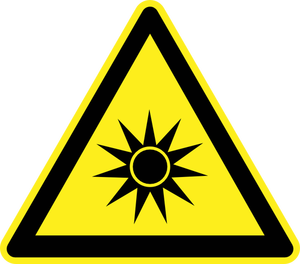 Sterke zon warmte gevaar waarschuwingsbord vector afbeelding